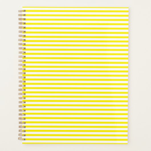 可愛モダンい黄色と白のパタストライプーン プランナー手帳 (正面)