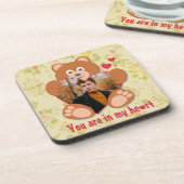 可愛モダンい黄色のテディベアハートフォトフレーム コースター (左側)