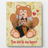可愛モダンい黄色のテディベアハートフォトフレーム フォトプラーク (正面)