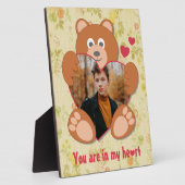 可愛モダンい黄色のテディベアハートフォトフレーム フォトプラーク (側面)