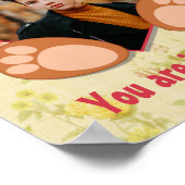 可愛モダンい黄色のテディベアハートフォトフレーム ポスター (角)