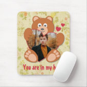 可愛モダンい黄色のテディベアハートフォトフレーム マウスパッド (マウス)