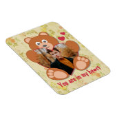 可愛モダンい黄色のテディベアハートフォトフレーム マグネット (右側)