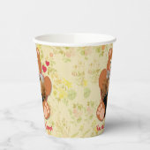 可愛モダンい黄色のテディベアハートフォトフレーム 紙コップ (左)