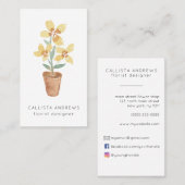 可愛モダンい黄色の鉢植え花屋デザイナー 名刺 (正面/裏面)