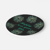 可愛モダンい黒きらめく幸せ新年 ペーパープレート (アングル)