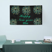 可愛モダンい黒きらめく幸せ新年 横断幕 (トレードショー)