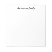 可愛モダンい黒エレガント文字ありがとう家族 ノートパッド (正面)