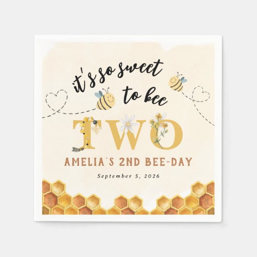 可愛モダンい2回目の誕生日は甘い スタンダードカクテルナプキン (正面)