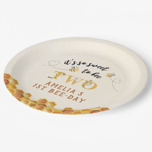 可愛モダンい2回目の誕生日は甘い ペーパープレート (アングル)