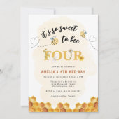 可愛モダンい4歳の誕生日を迎えるのはとても甘い 招待状 (正面)