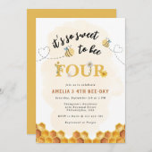 可愛モダンい4歳の誕生日を迎えるのはとても甘い 招待状 (正面/裏面)