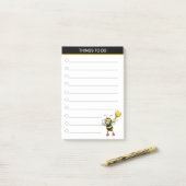 可愛モダンい（昆虫）マルハナバチオンブラック&ホワイト ポストイット (デスク上)