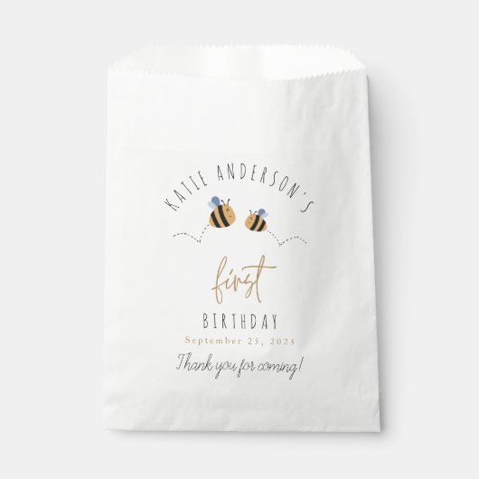 可愛モダンい(昆虫)マルハナバチファースト誕生日 フェイバーバッグ (正面)
