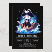 可愛モダンらしい海賊誕生日 招待状 (正面/裏面)