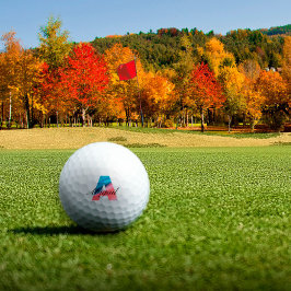 可愛モノグラムのいイニシャルAコーラルブルー ゴルフボール