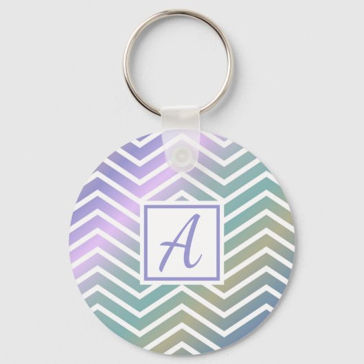 可愛モノグラムのいカラフルジグザグ模様 キーホルダー (正面)