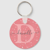 可愛モノグラムのいパタ点々のあるーン名署名 キーホルダー (正面)