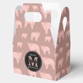 可愛モノグラムのいピンク豚パターン誕生日 フェイバーボックス (オープン)