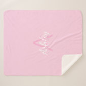 可愛モノグラムのい女の子の名前 |ピンクと白 シェルパブランケット (正面(横))