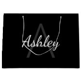 可愛モノグラムのい女の子の名前 |黒と白 ラージペーパーバッグ (正面)