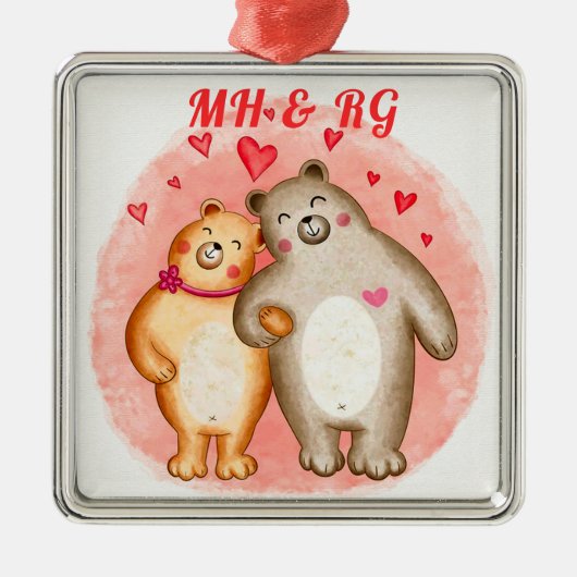 可愛モノグラムのい恋クマ メタルオーナメント (正面)