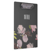 可愛モノグラムのい花柄グレーとピンク クリップボード (右)