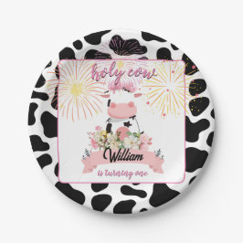 可愛モーいフローラピンク聖牛1歳の誕生日 ペーパープレート