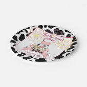 可愛モーいフローラピンク聖牛1歳の誕生日 ペーパープレート (アングル)