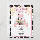 可愛モーいフローラピンク聖牛1歳の誕生日 招待状 (正面)