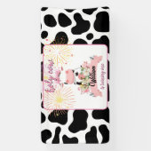 可愛モーいフローラピンク聖牛1歳の誕生日 横断幕 (縦)