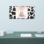 可愛モーいフローラピンク聖牛1歳の誕生日 横断幕 (トレードショー)