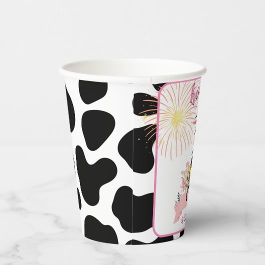 可愛モーいフローラピンク聖牛1歳の誕生日 紙コップ (右)