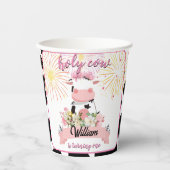 可愛モーいフローラピンク聖牛1歳の誕生日 紙コップ (正面)