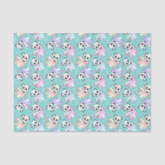 可愛ユニセックスいパンダのクマのタイル 薄葉紙 (正面)