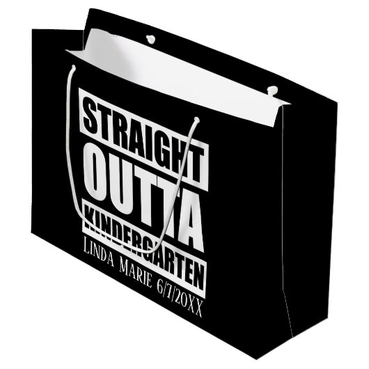 可愛ユニセックスい幼稚園の卒業生の名前の追加 ラージペーパーバッグ (正面アングル)