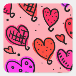 可愛ユニークいハート スクエアシール