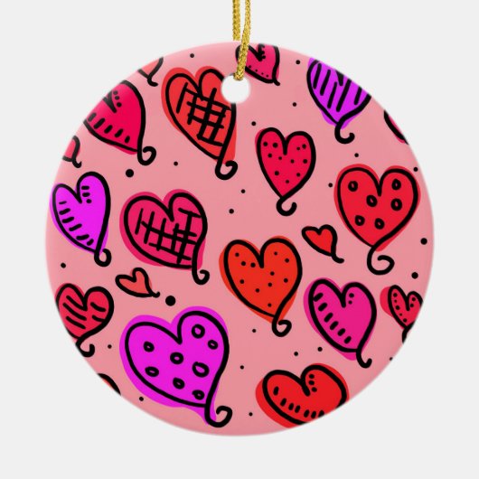 可愛ユニークいハート セラミックオーナメント (正面)