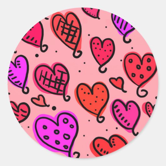 可愛ユニークいハート ラウンドシール (正面)