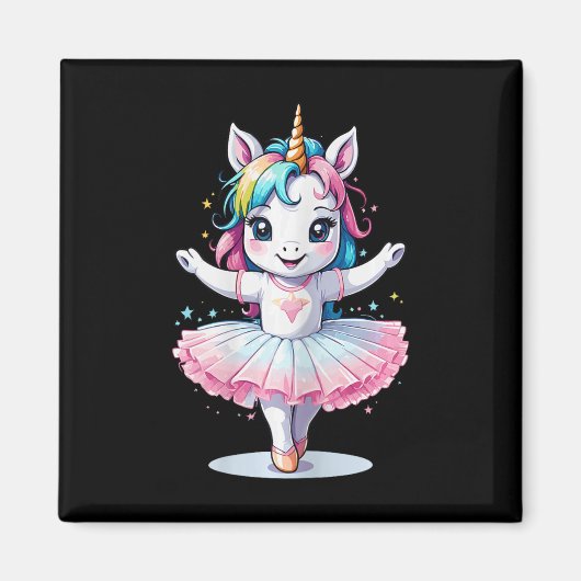 可愛ユニークいモダンユニコーン・バレエ・バレリン マグネット (正面)