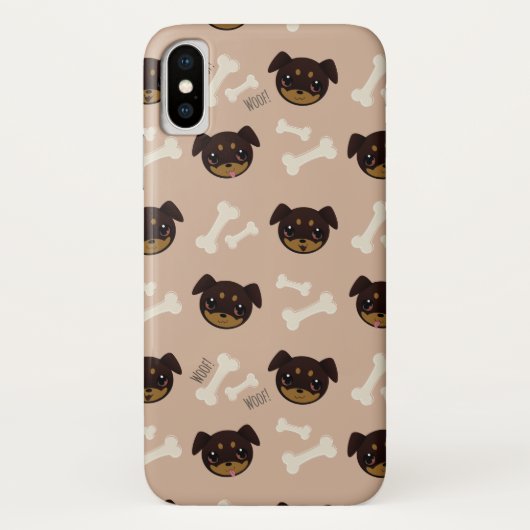 可愛ユニークいロットワイラーパピー&ボーンズ柄 Case-Mate iPhoneケース (裏面)