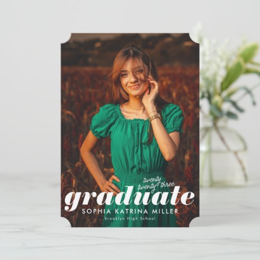 可愛ユニークい大学院生写真卒業 案内状 (スタンド正面)