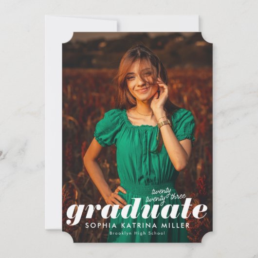 可愛ユニークい大学院生写真卒業 案内状 (正面)