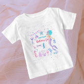 可愛ユニークい女お洒落の子マーメイド1歳の誕生日 ベビーTシャツ