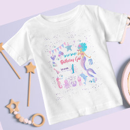可愛ユニークい女お洒落の子マーメイド1歳の誕生日 ベビーTシャツ
