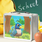 可愛ユニークい孔雀お洒落鳥の漫画グラフィック メタルランチボックス