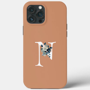 可愛ユニークい青い花ピンクのモダン文字 iPhone 13 PRO MAXケース