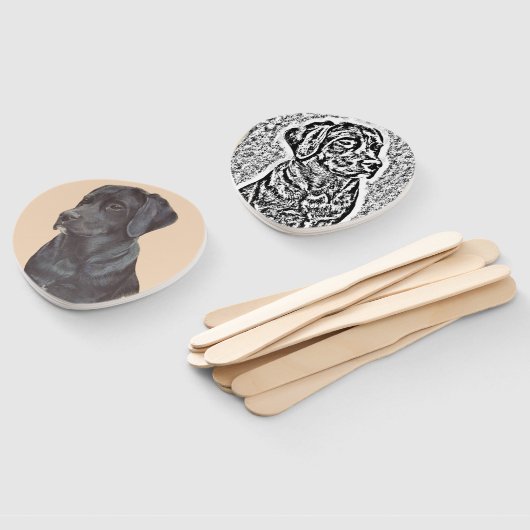 可愛ユニークい黒犬のポートレート ハンドファン (組立なし)