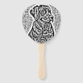 可愛ユニークい黒犬のポートレート ハンドファン (裏面)