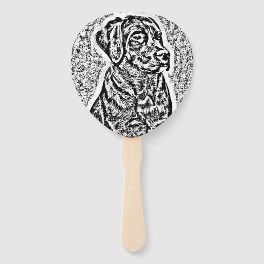 可愛ユニークい黒犬のポートレート ハンドファン (裏面)